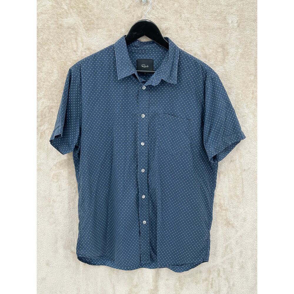 Rails Shirt Mens Large Navy Rose Polka Dot Button Up Monaco Cotton Casual Preppy
